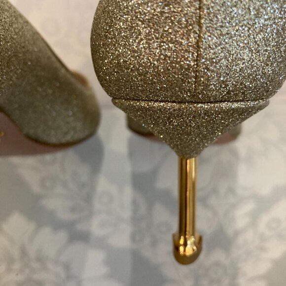 PRADA GOLD METALLIC GOLD KITTEN HEEL SHOE SIZE 38 RETAIL $ 1250.00 - Picture 6 of 10